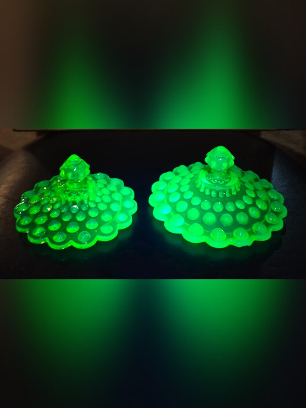 2 Fenton Hobnail Topaz (Opalescent) Candy Dish Lids ONLY 4.5" & 5.75" Diameter